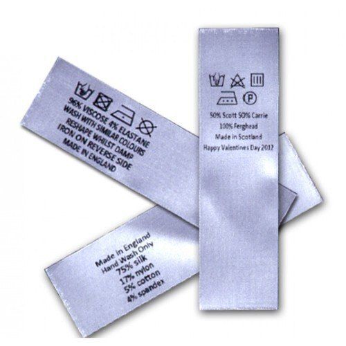 White Printed Satin Label For Garments Application Use