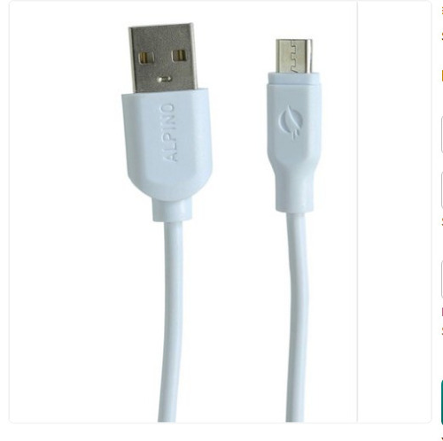 1.2 Meter Length Mobile USB Data Cable - Plastic and Rubber Body, White | Durable Design with Tangle-Free Convenience for Everyday Use