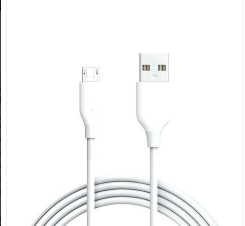 2 Meter Length White Plastic and Rubber Body Mobile USB Data Cable - 1.2m Micro USB Connector, 2-in-1 Data Transfer and Charging Functionality