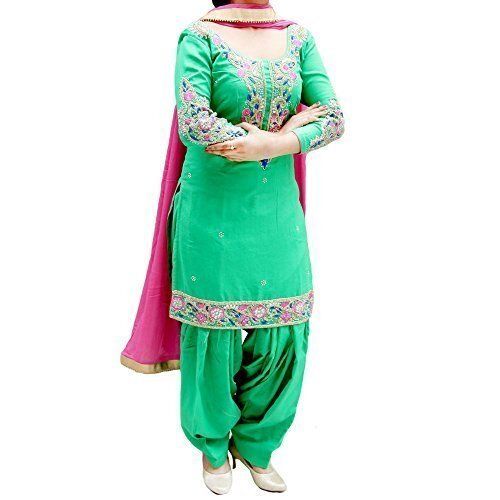 Comfortable And Breathable 3/4 Sleeves Green Printed Women Salwar Suit