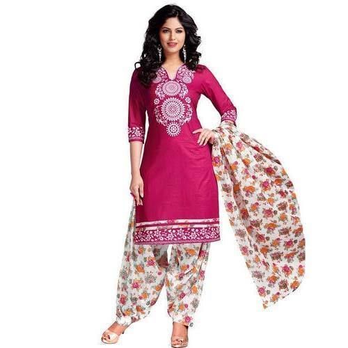 High-Quality Premium Traditionally Women'S Cotton Pink Printed Salwar Suits