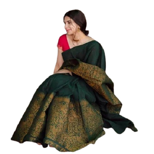 मल्टी कलर पार्टी वियर आरामदायक और हवा पार होने योग्य डिज़ाइनर कॉटन साड़ी