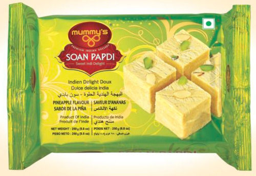 Pack Of 250 Gram 7.46 Gm Protein Sweet In Taste Pineapple Soan Papdi