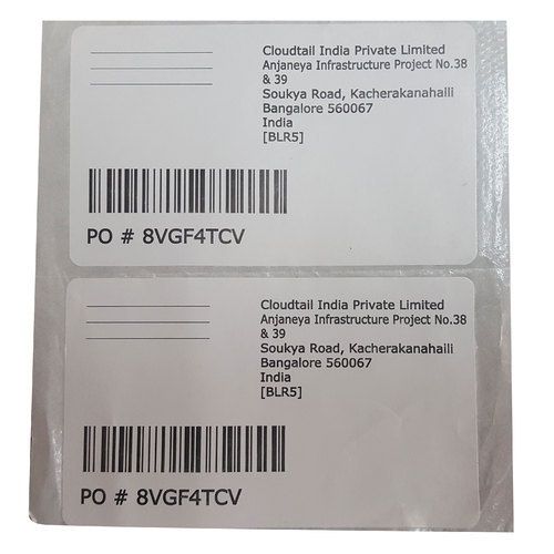 White Printed Barcode Rectangle-Shaped Sticker For Industrial Use