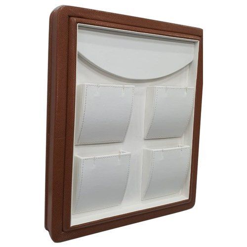 Brown Wooden Laser Finished Jewellery Display Tray Outer Material Suede