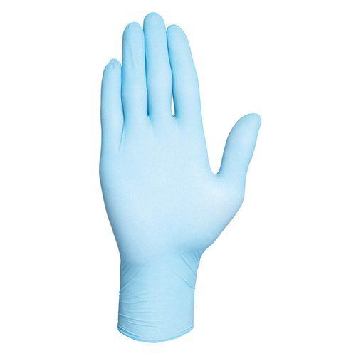  6.3 Inch Size Sky Blue Full Finger Powdered Nitrile Disposable Gloves