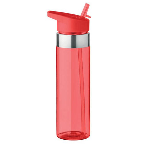 1 Liter Transparent Pink Round Shaped Narrow Flip Top Straw Plastic Water Bottle