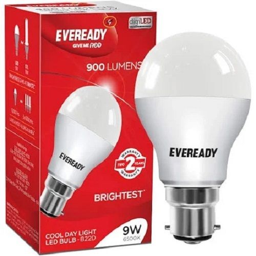 9 Watt Power White Dome Shaped Plastic Body Cool Day Light Eveready Led Bulbs