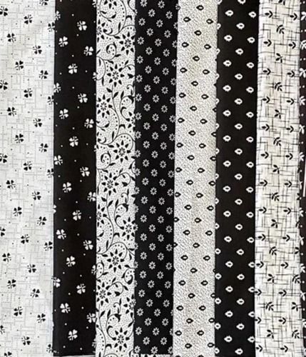 Black and White Printed pattern 44 Inch Wiidth Unstitched Fabric 