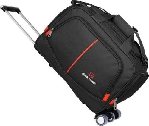 Long Lasting And Durable Canvas Body Black Trolley Luggage Bag