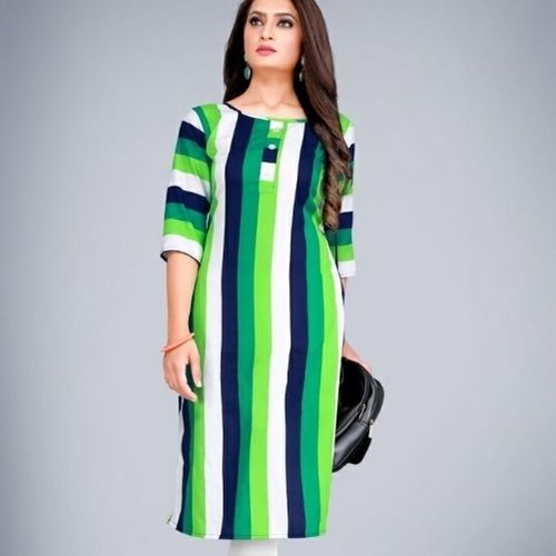 Breathable And Comfortable Skin Friendly Shrink Resistant Printed Crepe Kurti