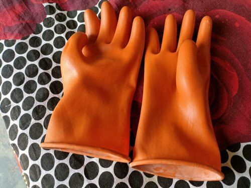 Grey Impeccable Finish Resistant To Chemical Smooth Texture Orange Industrial Rubber Gloves