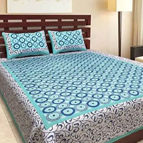 Multicolor Cotton Fabric Printed Pattern Double Bedsheet With Two Pillow Cover 