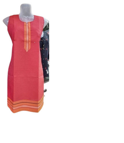 Multicolor Sleevesless Round Neck Casual Wear Cotton Kurta Age Group: For Adults