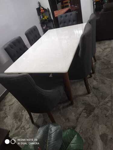 Wooden And Marble Top Dining Table With 6 Chair