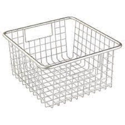 Sliver 19X20X8 Cm Smooth Surface Finish Stainless Steel Square Storage Basket