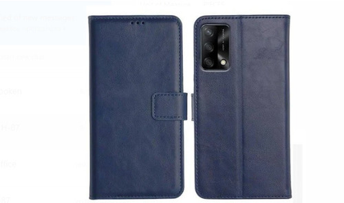 20 Grams Weight Genuine Leather Deep Blue Rectangular Mobile Flip Cover - Easy Access Cutouts, Scratch and Dust Protection, Stylish Design