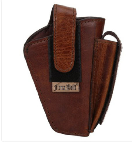 Brown Plain Pattern Leather Material 1.2 Inches Width Pistool Holder