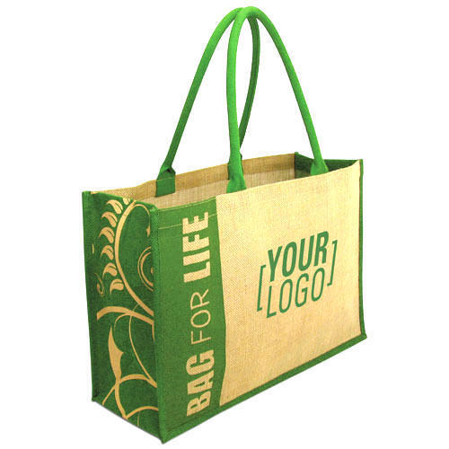 Eco Friendly Easy To Use Rope Handled Printed Jute Bags 