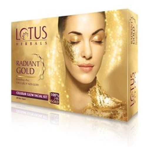 A Grade 100 Percent Purity Chemical Free All Skin Type Lotus Herbal Radiant Gold Facial Kit