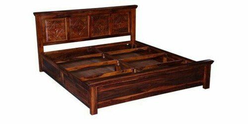 Teak Wood Wooden Bed, Without Storage.