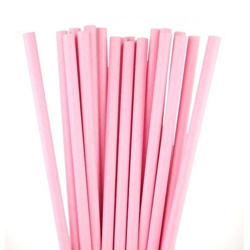 6 MM Round Shape Pink Biodegradable Drinking Paper Straw