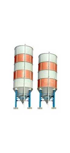 Cement Storage Silo For Industrial Usage In White And Orange Color