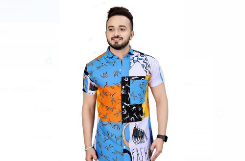 Half Sleeve Multi Color Printed Pattern Washable And Comfortable Mens Cotton Shirt 