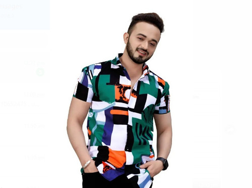 Multi Color Printed Pattern Half Sleeve Washable And Comfortable Mens Cotton Shirt