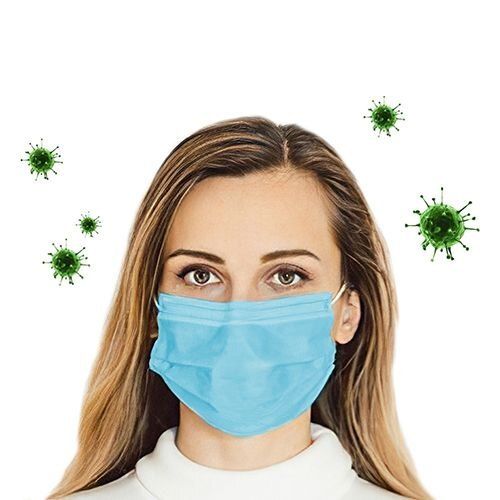 Blue 6 Inch Length Non Woven Disposable Surgical Face Mask 