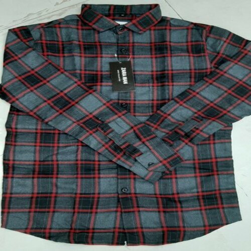 Casual Look Full Sleeve Dark Gray Color Check Shirt Coil Weight: 1 - 100 Kilograms (Kg)