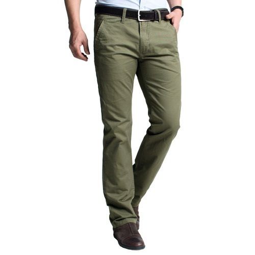 Olive Comfortable And Skin Friendly Pure Polyester Plain Men'S Pants