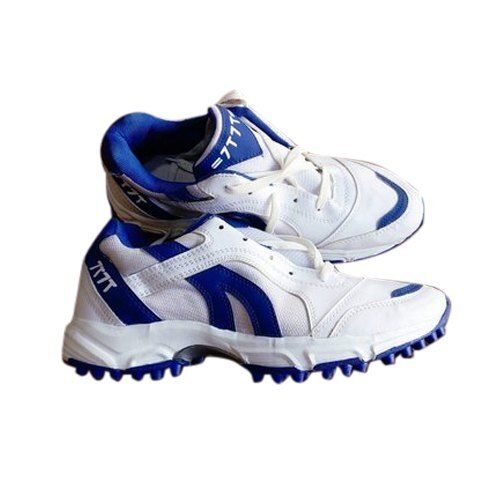 Metal Mens White With Blue Easy To Wear Foot Friendly Sports Shoes