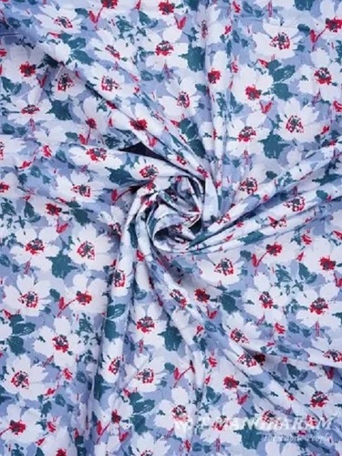 मल्टीकलर फ्लोरल प्रिंटेड 44 इंच चौड़ाई वाला सॉफ्ट और हल्के वज़न का कॉटन पॉलिएस्टर फ़ैब्रिक