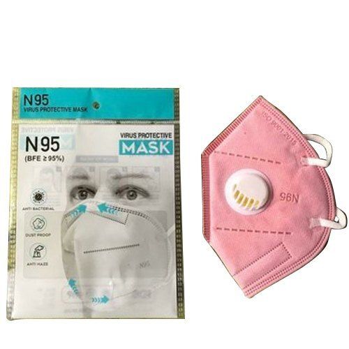 Pink Color N95 5 Layer Cotton Fabric With Ear-Loop Virus Protection Face Mask