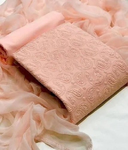 स्टेनलेस स्टील पिंक (गुलाबी) डिज़ाइनर और पार्टी वियर वॉशेबल और आरामदायक कॉटन अनस्टिच्ड सलवार सूट