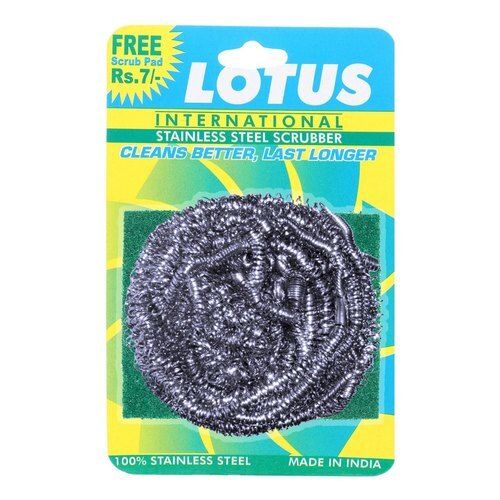 Silver 12 Gram Better Cleans Lotus Steel Dish Scrubber 