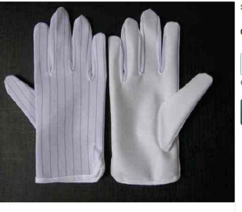 White Full Finger Cotton Fabric Comfortable Static Dotted Gloves 