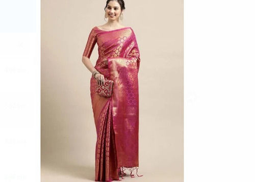 Daily Wear Pink And Yellow Printed Pattern Washable Designer Cotton Saree