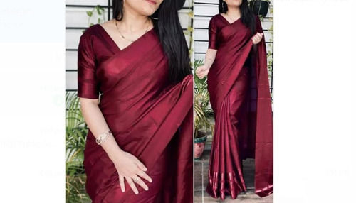 Women's Maroon Rangoli Silk Pleated Crush Regular Saree Saree -SHY_SENORITA_1006_MRON