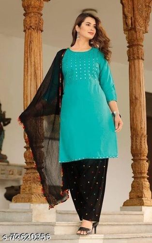 Bandhani Designer Women Salwar Suit Dress Material with Neck Embroider –  Stilento