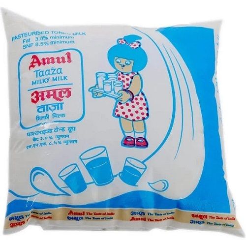 Pack Of 500 Ml 3.4 Gram Protein Natural And Fresh Amul Milk 