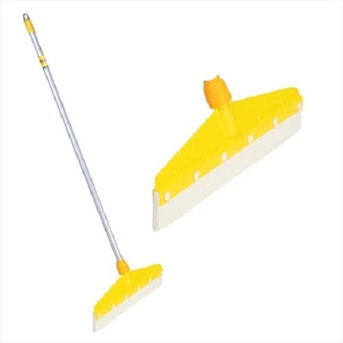 Bright Yellow Dual-Sided Floor Wiper - 21 Inch Rubber and Plastic , Ideal for Picking Up Dust and Debris in Various Settings