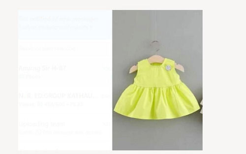 Yellow Sleeveless Plain Washable And Comfortable Cotton Girl Skirt 