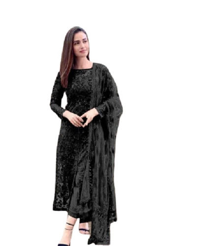 Black beauty block print Maheshwari cotton silk suit set fabric -Black –  gullychiq