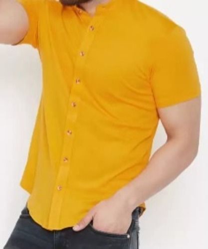 Breathable And Washable Short Sleeves Casual Wear Plain Yellow Cotton Men Shirt Efficacy: Feed Preservatives