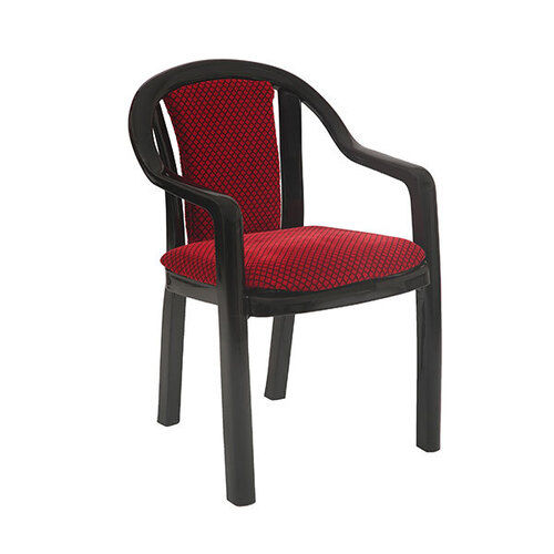 Chrome Designer And Upholstered Lacquer Finish Plastic Chair With Arm