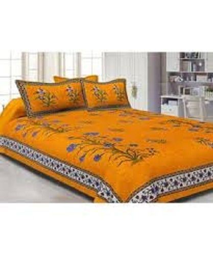 Designer Yellow Cotton Bed Sheet