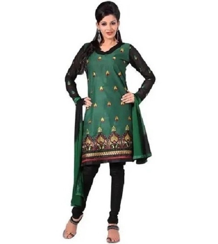Green And Black Full Sleeves Washable And Comfortable Printed Cotton Suits