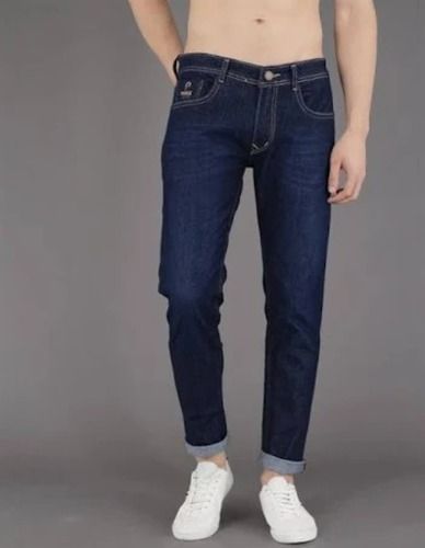 Party Wear Straight Pattern Style Fit Regular Plain Dyed Waist Size 32 Denim Men'S Jeans 